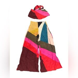 Love Like Summer by Billabong Set, Colorful Patchwork, Size Small Top, 26 Pants